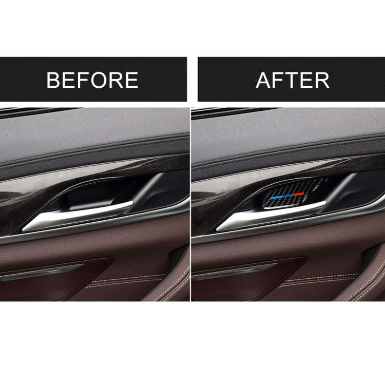 4 PCS Car Tricolor Carbon Fiber Door Inner Handle Wrist Panel Decorative Sticker for BMW 5 Series...