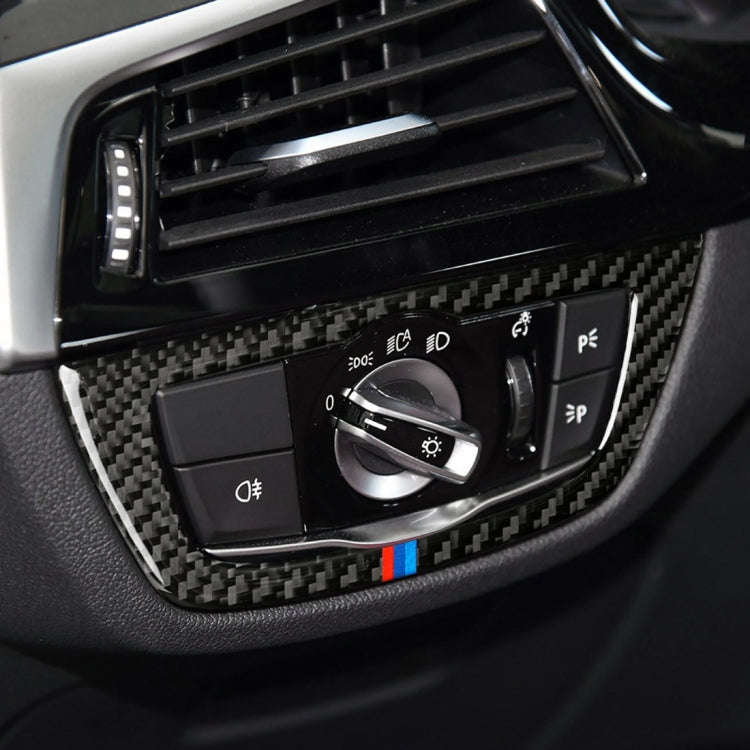 Car Tricolor Carbon Fiber Headlight Switch Frame Decorative Sticker for BMW 5 Series G38 528Li / ...