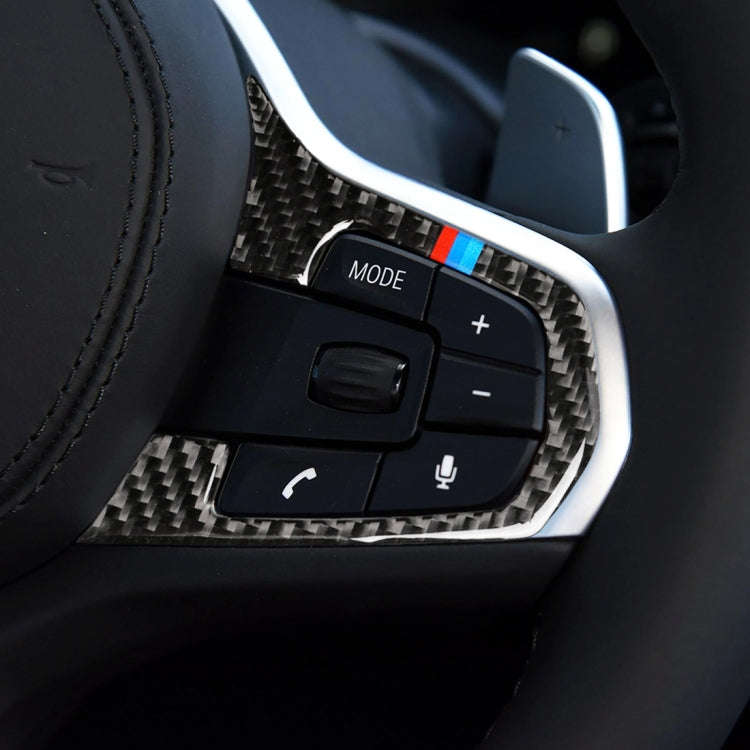 Car Tricolor Carbon Fiber Steering Wheel Button Configuration A Decorative Sticker for BMW 5 Seri...