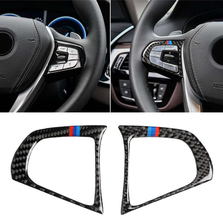 Car Tricolor Carbon Fiber Steering Wheel Button Configuration B Decorative Sticker for BMW 5 Seri...