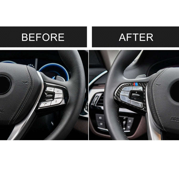 Car Tricolor Carbon Fiber Steering Wheel Button Configuration B Decorative Sticker for BMW 5 Seri...
