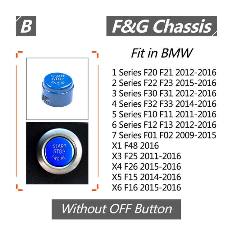 Car Engine Start Key Push Button Cover for BMW G / F Chassis,  without Start and Stop (Blue)