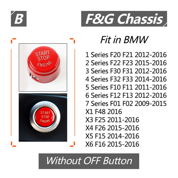 Car Engine Start Key Push Button Cover for BMW G / F Chassis,  without Start and Stop (Red)