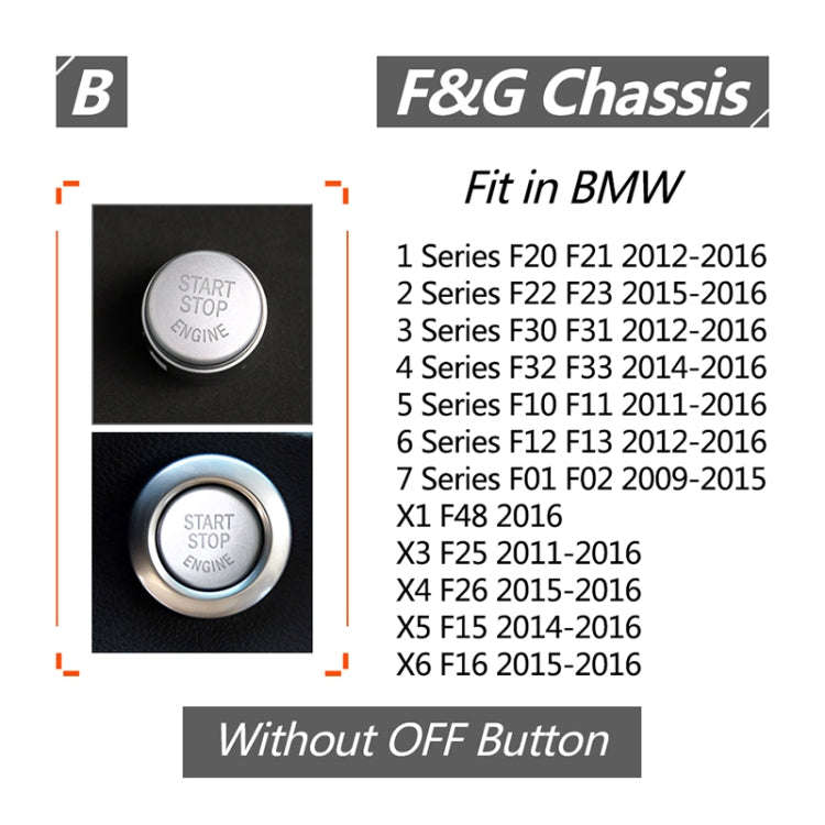 Car Engine Start Key Push Button Cover for BMW G / F Chassis,  without Start and Stop (Silver)