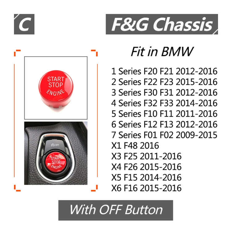 Car Engine Start Key Push Button Cover for BMW G / F Chassis,  with Start and Stop (Red)