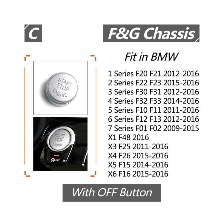 Car Engine Start Key Push Button Cover for BMW G / F Chassis,  with Start and Stop (Silver)