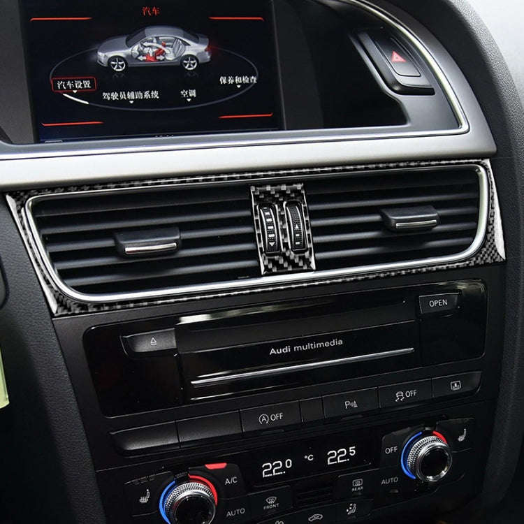 2 in 1 Car Carbon Fiber Air Conditioning Air Outlet Frame Decorative Sticker for Audi A4 B8 2009-...