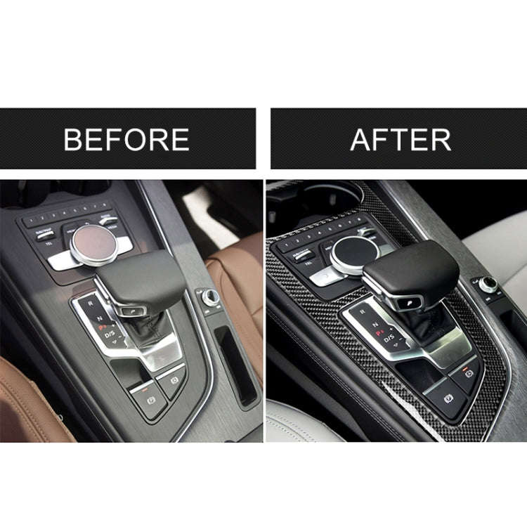 Car Carbon Fiber Gear Position Panel Decorative Sticker for Audi 2017-2018 A4L / 2017-2018 A5 / 2...