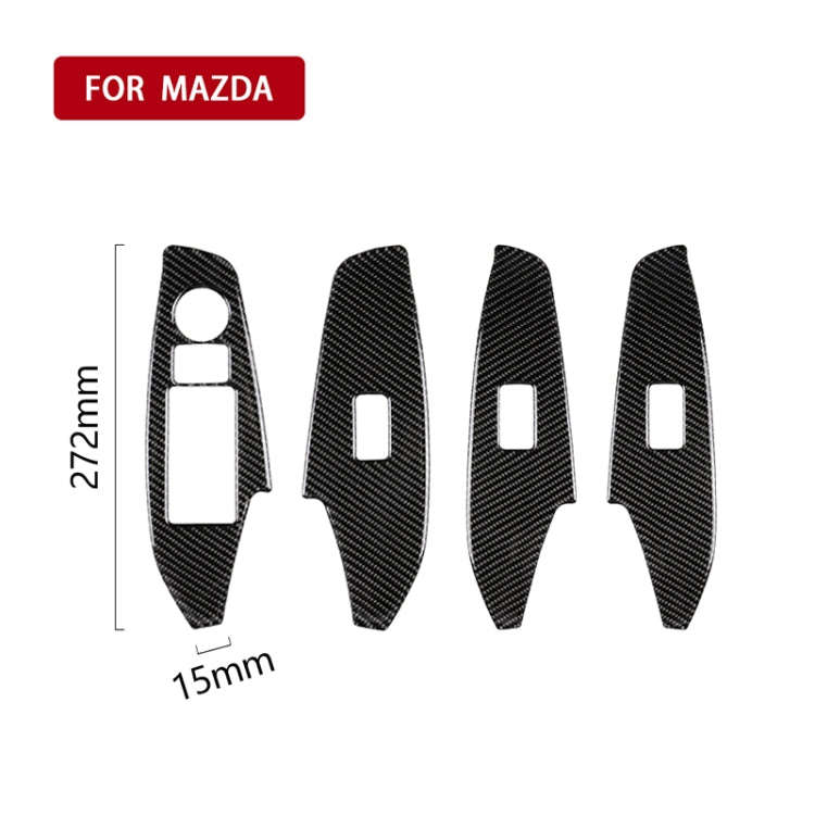 Car Carbon Fiber Left Drive Window Lift Panel Decorative Sticker for Mazda Axela 2014 / 2017-2018
