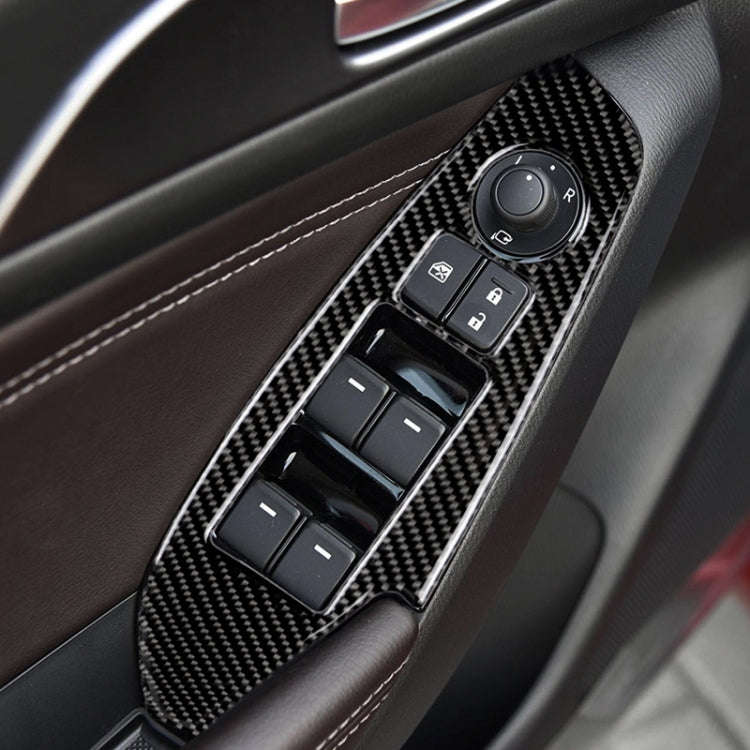Car Carbon Fiber Left Drive Window Lift Panel Decorative Sticker for Mazda Axela 2014 / 2017-2018