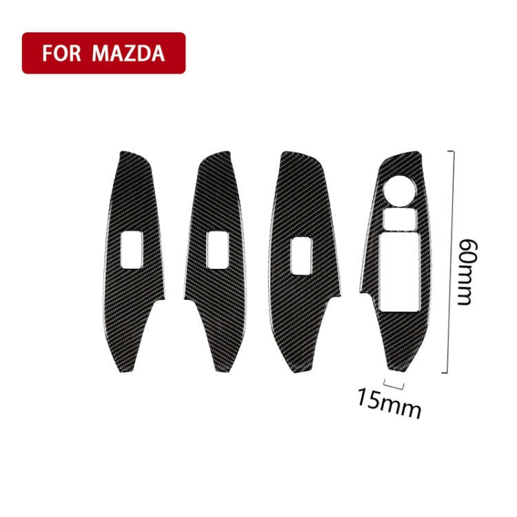 Car Carbon Fiber Right Drive Window Lift Panel Decorative Sticker for Mazda Axela 2014 / 2017-2018