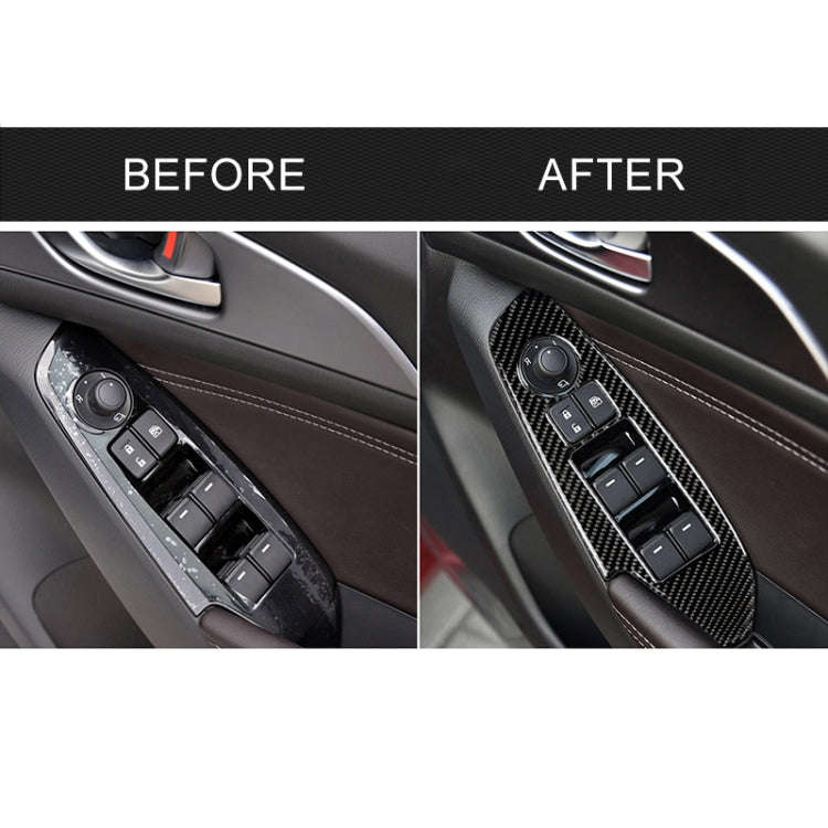 Car Carbon Fiber Right Drive Window Lift Panel Decorative Sticker for Mazda Axela 2014 / 2017-2018