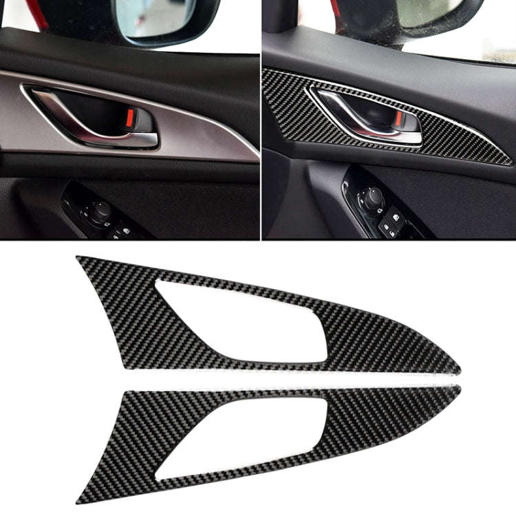 2 PCS Car Carbon Fiber Door Inner Handle Outer Frame Decorative Sticker for Mazda Axela 2014 / 20...