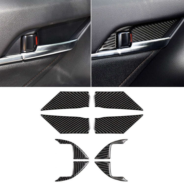 8 in 1 Car Carbon Fiber Door Inner Handle Wrist Panel Decorative Sticker for Toyota Eighth Genera...