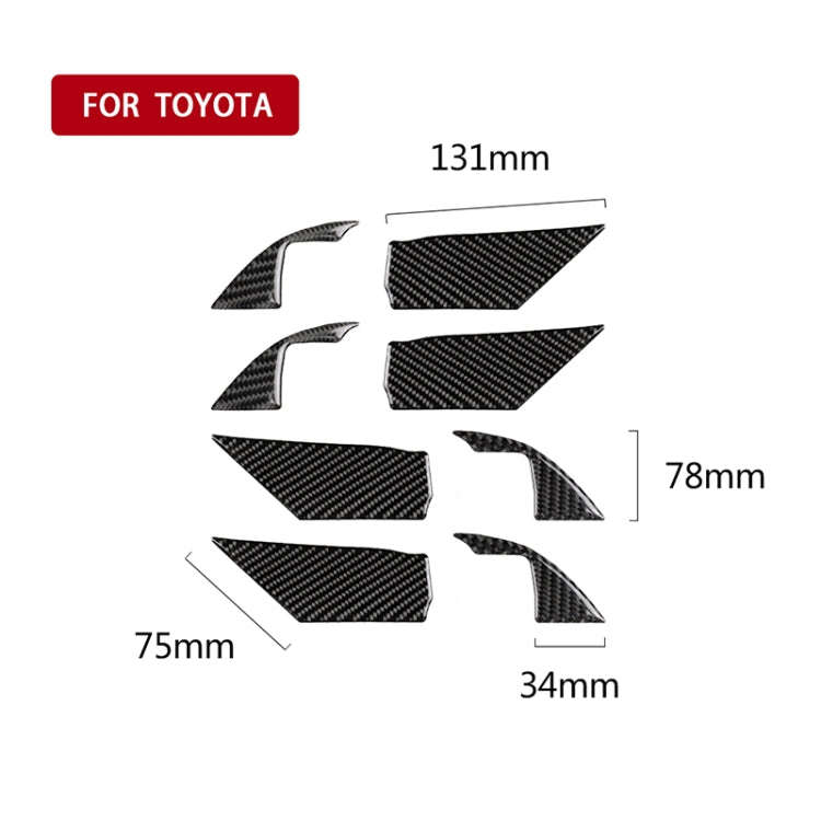 8 in 1 Car Carbon Fiber Door Inner Handle Wrist Panel Decorative Sticker for Toyota Eighth Genera...