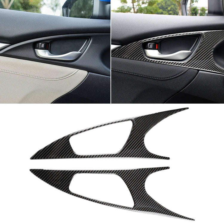 2 PCS Car Carbon Fiber Door Inner Handle Wrist Panel Decorative Sticker for Honda Tenth Generatio...