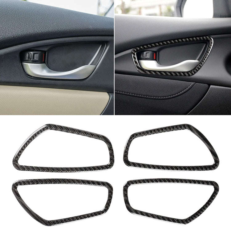 4 PCS Car Carbon Fiber Door Inner Wrist Frame Decorative Sticker for Honda Tenth Generation Civic...