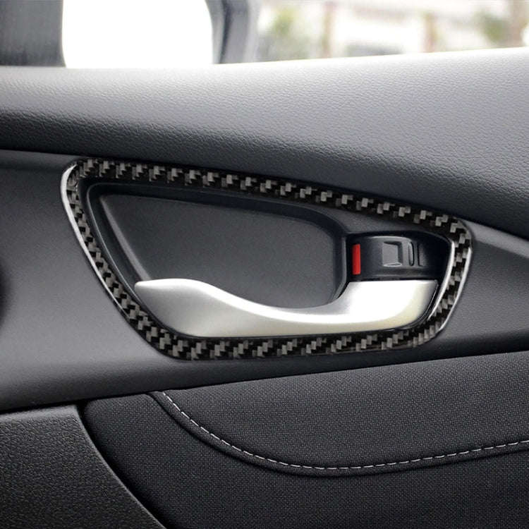 4 PCS Car Carbon Fiber Door Inner Wrist Frame Decorative Sticker for Honda Tenth Generation Civic...