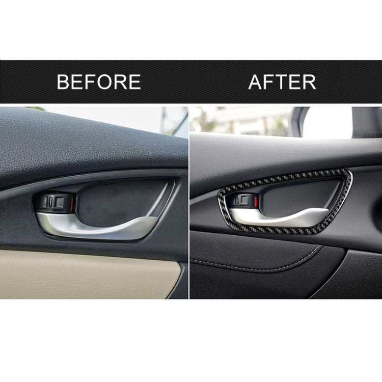 4 PCS Car Carbon Fiber Door Inner Wrist Frame Decorative Sticker for Honda Tenth Generation Civic...