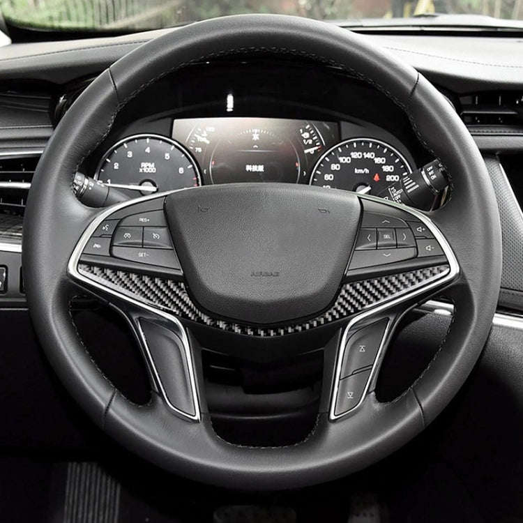 Car Carbon Fiber Steering Wheel Decorative Sticker for Cadillac XT5 2016-2017