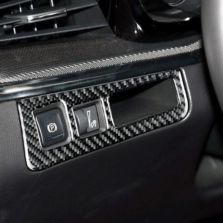 Car Carbon Fiber Headlight Switch Frame Decorative Sticker for Cadillac XT5 2016-2017, High Versi...
