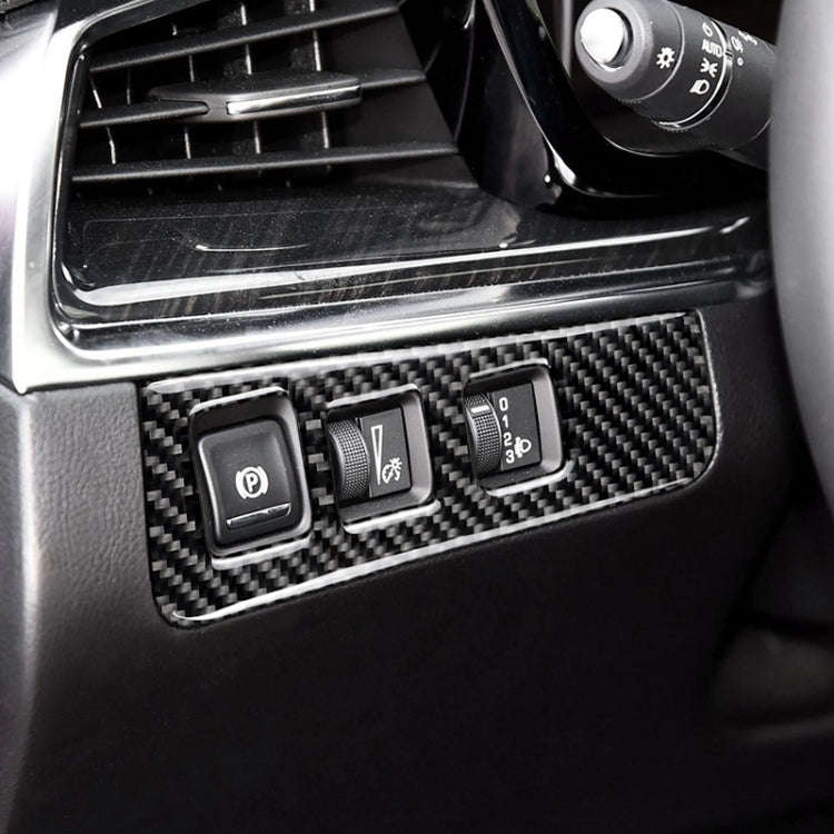 Car Carbon Fiber Headlight Switch Frame Decorative Sticker for Cadillac XT5 2016-2017, Low Versio...