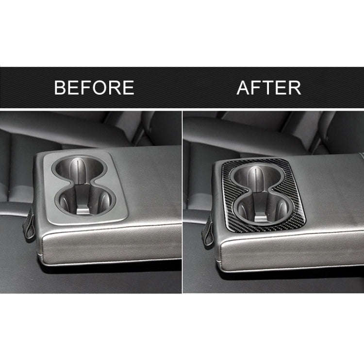 Car Carbon Fiber Rear Armrest Water Cup Decorative Sticker for Cadillac XT5 2016-2017