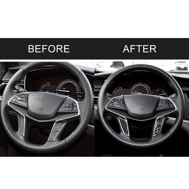 Car Carbon Fiber Steering Wheel Button Decorative Sticker for Cadillac XT5 2016-2017