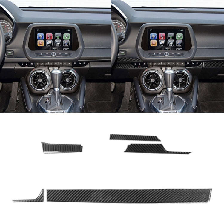 5 in 1 Car Carbon Fiber Central Console Decorative Sticker for Chevrolet Camaro 2017-2019, Left D...