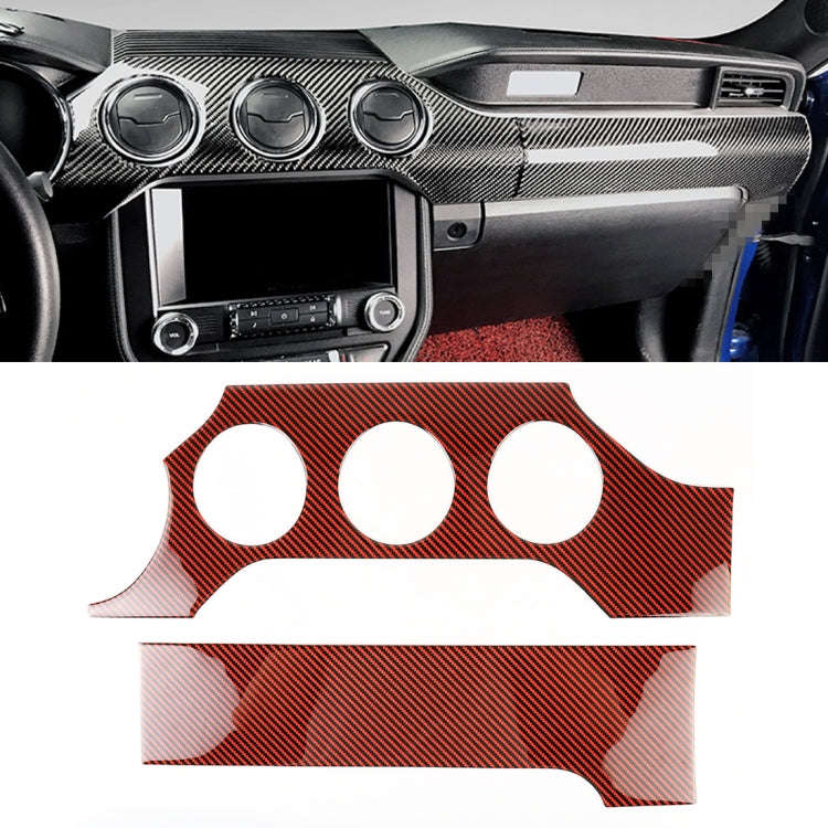 2 in 1 Car Carbon Fiber Dashboard Cover Panel Decorative Sticker for Ford Mustang 2015-2020, Left...
