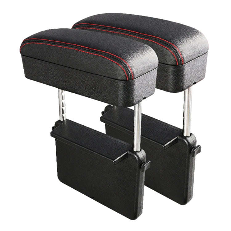 2 PCS Universal Car PU Leather Wrapped Armrest Box Cushion Car Armrest Box Mat with Storage Box (...