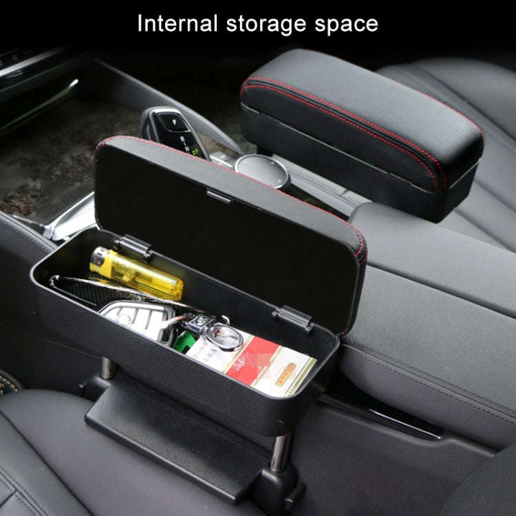 2 PCS Universal Car PU Leather Wrapped Armrest Box Cushion Car Armrest Box Mat with Storage Box (...