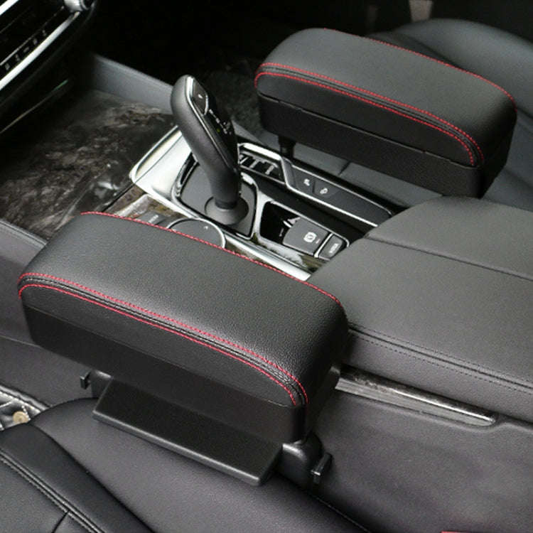 2 PCS Universal Car PU Leather Wrapped Armrest Box Cushion Car Armrest Box Mat with Storage Box (...