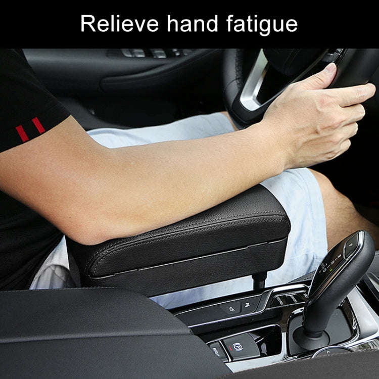 2 PCS Universal Car PU Leather Wrapped Armrest Box Cushion Car Armrest Box Mat with Storage Box (...