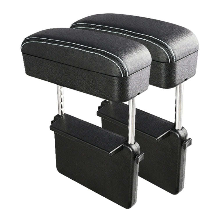 2 PCS Universal Car PU Leather Wrapped Armrest Box Cushion Car Armrest Box Mat with Storage Box (...