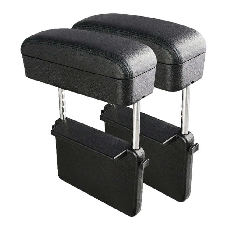 2 PCS Universal Car PU Leather Wrapped Armrest Box Cushion Car Armrest Box Mat with Storage Box (...