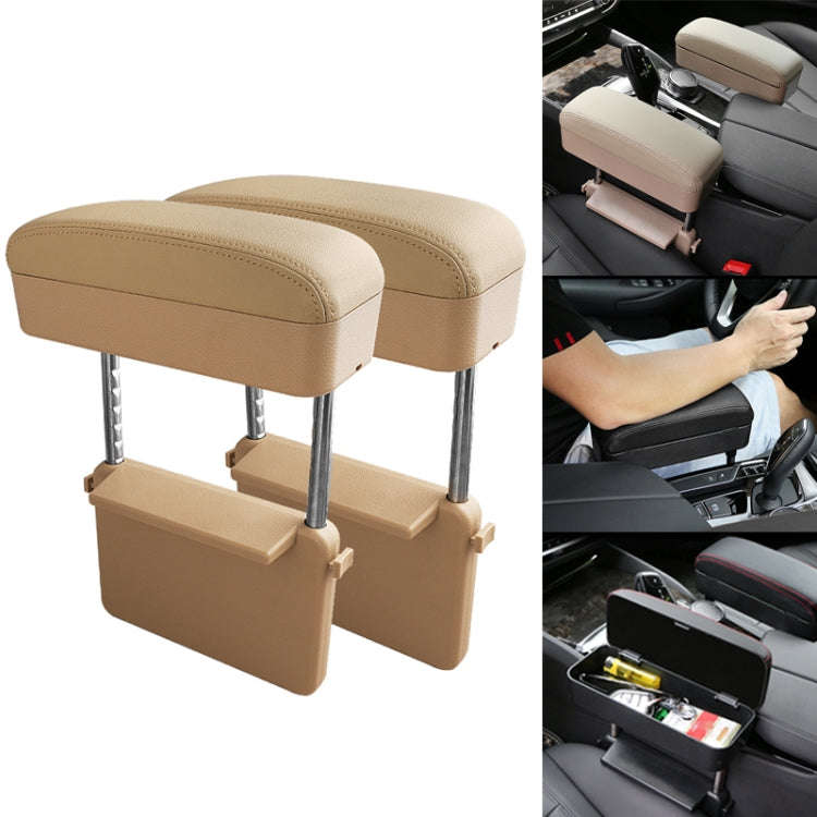 2 PCS Universal Car PU Leather Wrapped Armrest Box Cushion Car Armrest Box Mat with Storage Box (...
