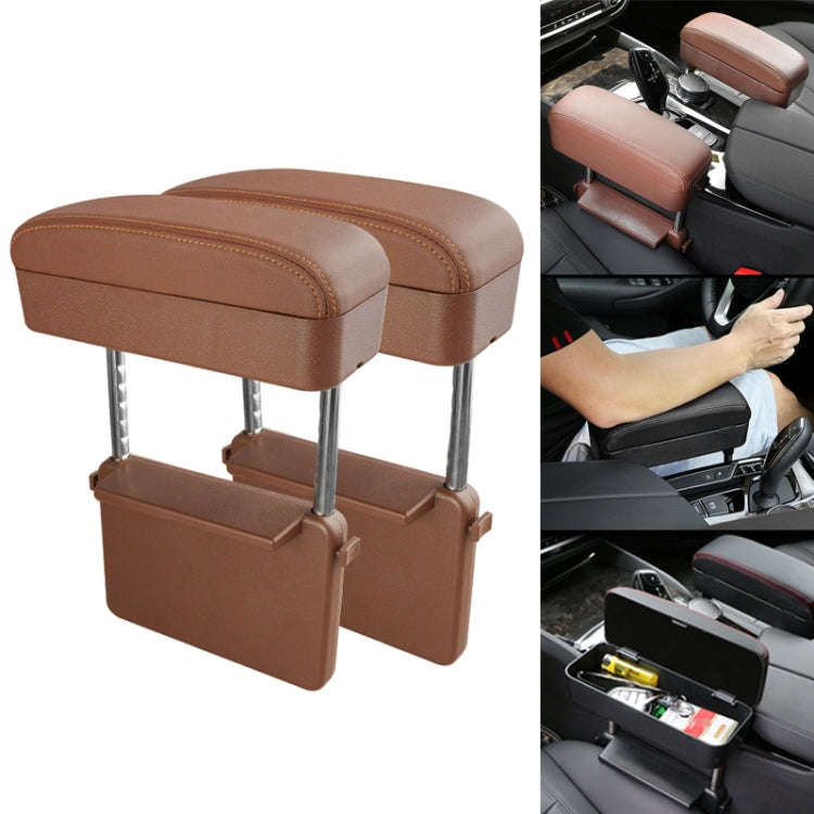 2 PCS Universal Car PU Leather Wrapped Armrest Box Cushion Car Armrest Box Mat with Storage Box (...
