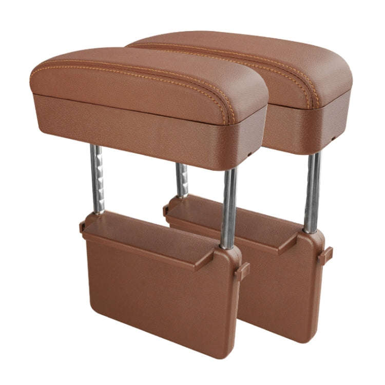 2 PCS Universal Car PU Leather Wrapped Armrest Box Cushion Car Armrest Box Mat with Storage Box (...