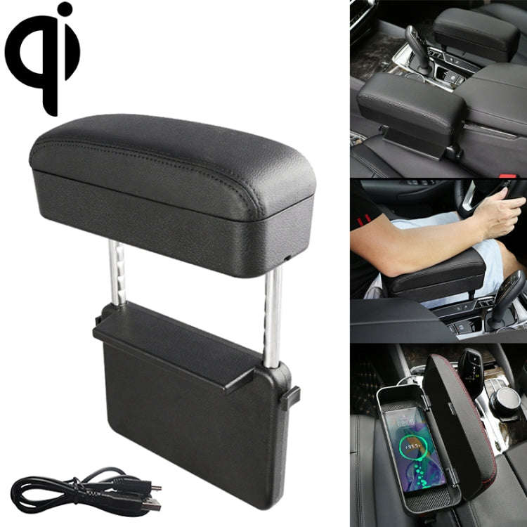 Universal Car Wireless Qi Standard Charger PU Leather Wrapped Armrest Box Cushion Car Armrest Box...