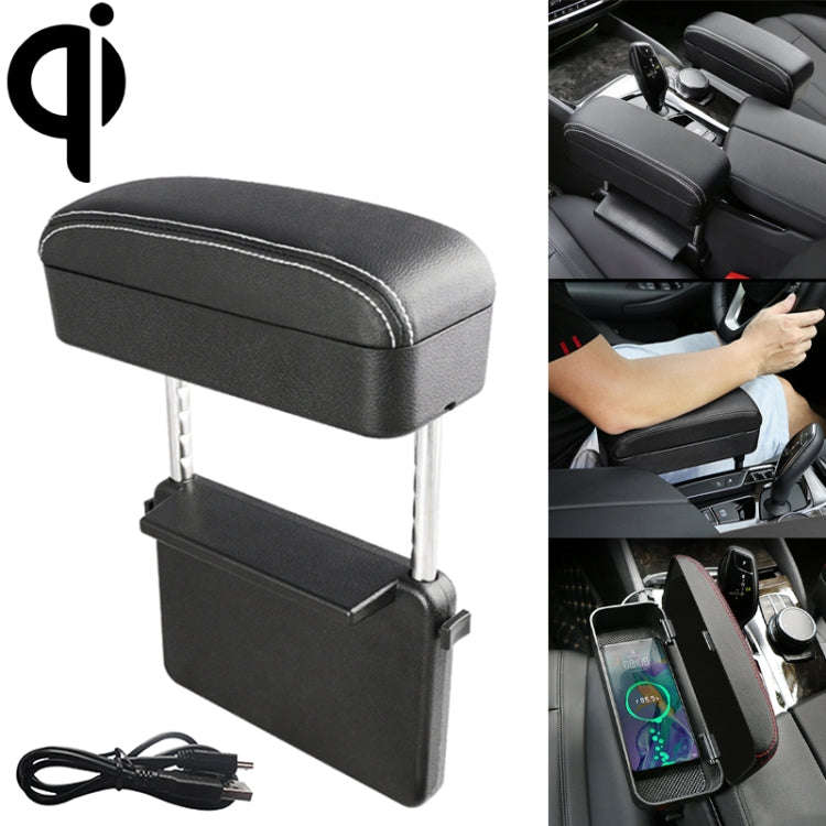 Universal Car Wireless Qi Standard Charger PU Leather Wrapped Armrest Box Cushion Car Armrest Box...