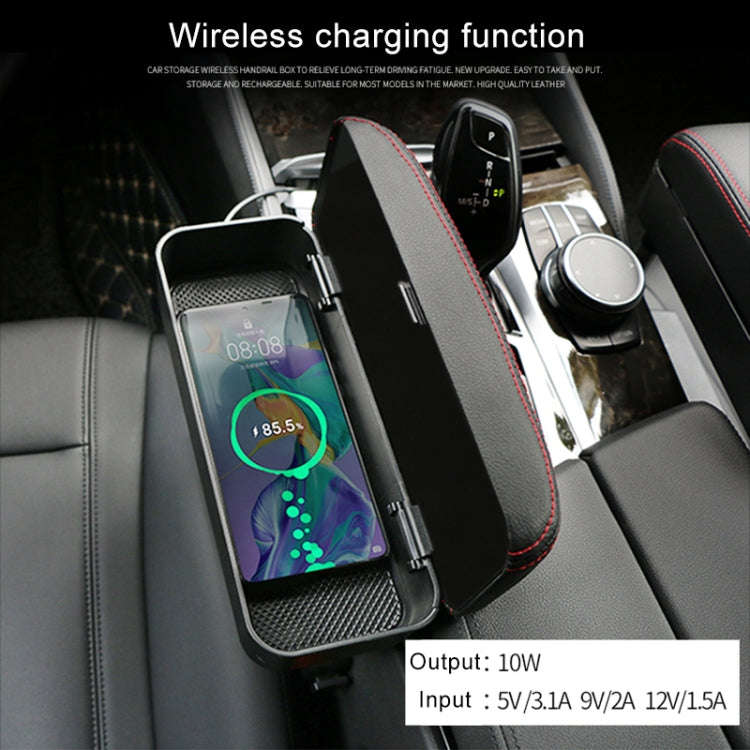 Universal Car Wireless Qi Standard Charger PU Leather Wrapped Armrest Box Cushion Car Armrest Box...