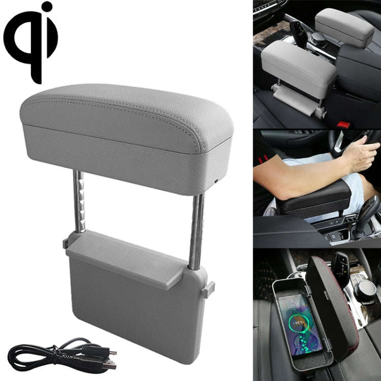 Universal Car Wireless Qi Standard Charger PU Leather Wrapped Armrest Box Cushion Car Armrest Box...