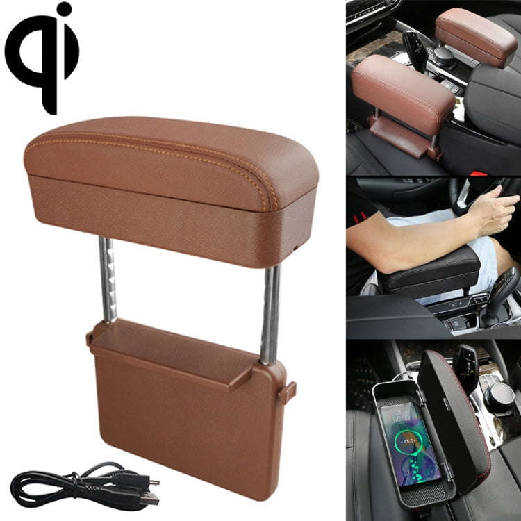 Universal Car Wireless Qi Standard Charger PU Leather Wrapped Armrest Box Cushion Car Armrest Box...