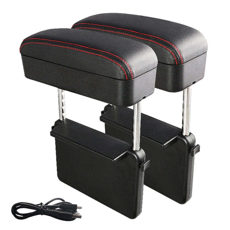 2 PCS Universal Car Wireless Qi Standard Charger PU Leather Wrapped Armrest Box Cushion Car Armre...