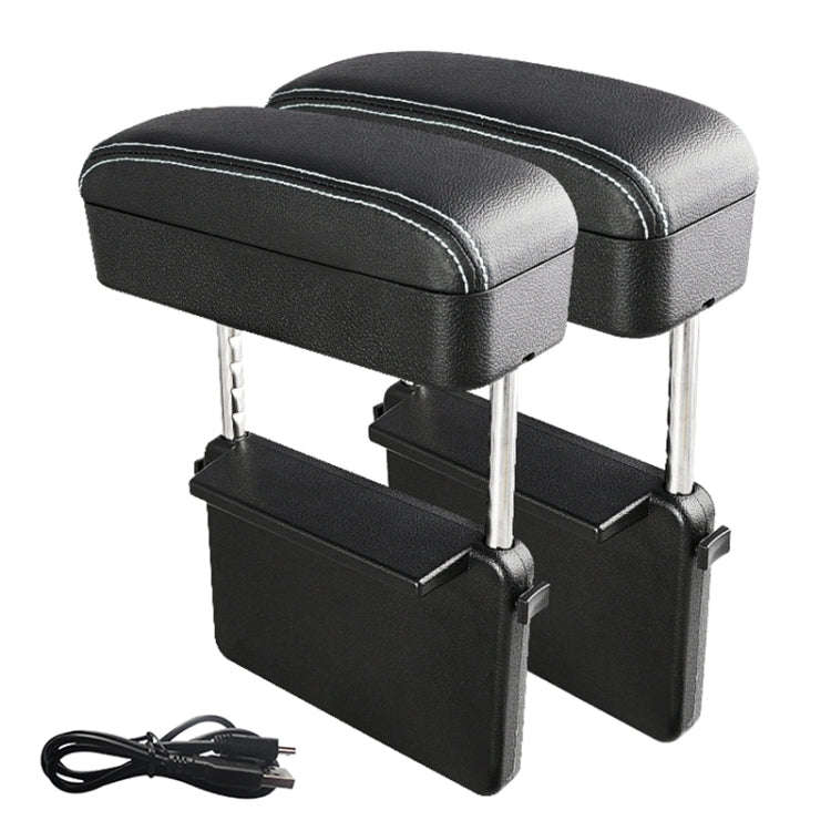 2 PCS Universal Car Wireless Qi Standard Charger PU Leather Wrapped Armrest Box Cushion Car Armre...