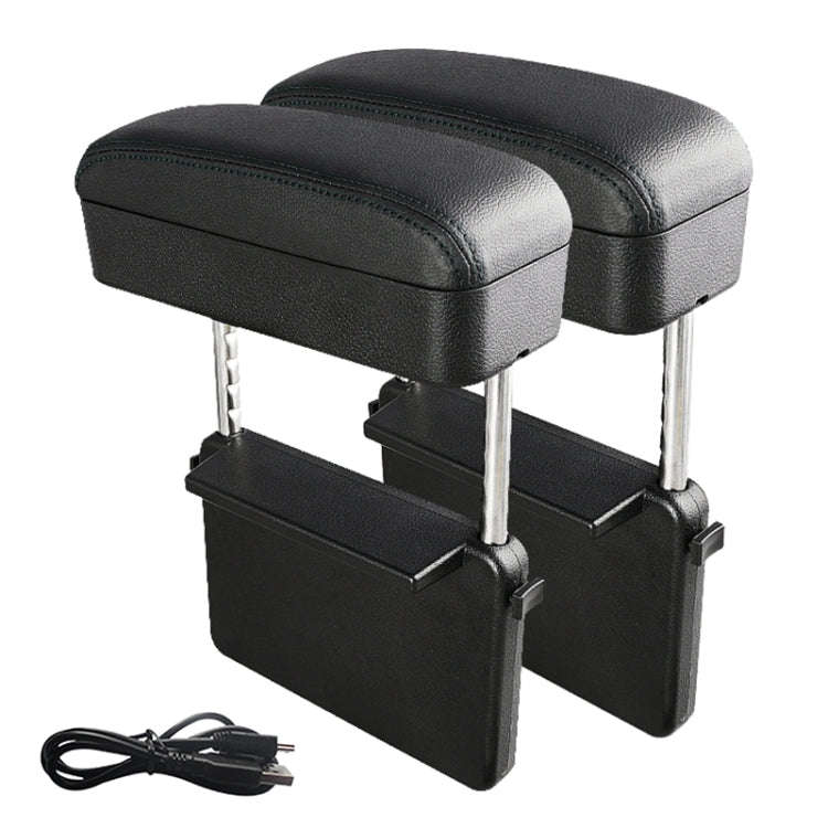 2 PCS Universal Car Wireless Qi Standard Charger PU Leather Wrapped Armrest Box Cushion Car Armre...