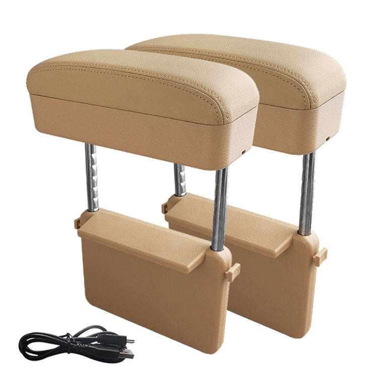 2 PCS Universal Car Wireless Qi Standard Charger PU Leather Wrapped Armrest Box Cushion Car Armre...
