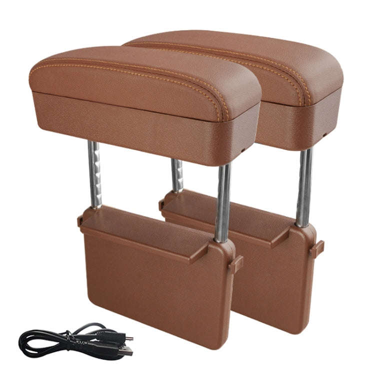 2 PCS Universal Car Wireless Qi Standard Charger PU Leather Wrapped Armrest Box Cushion Car Armre...
