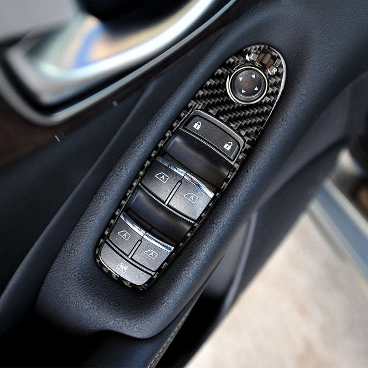 4 PCS Car Carbon Fiber Window Lift Panel Decorative Sticker for Infiniti Q50 2014-2020, Left Drive